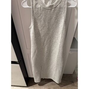 YPB neoKNIT Womens Midi Dress Heather Grey Sleeveless Racerback Back Slit Small